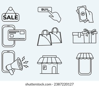 e-commerce set of web icons in line style for web and mobile app