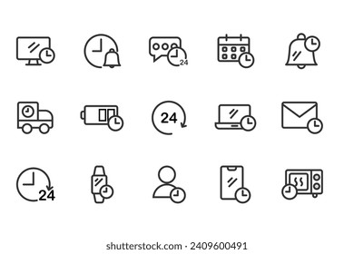 E-Commerce set of web icons in line style. Online shopping icons for web and mobile app. Business, mobile shop, digital marketing, bank card, gifts, sale, delivery. Vector illustration