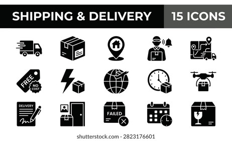 Ecommerce shipping delivery icon set