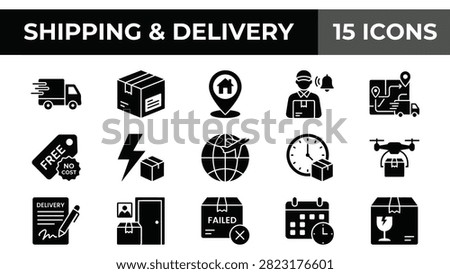 Ecommerce shipping delivery icon set