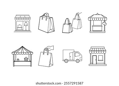 E-Commerce Shop Icon Vector for Online Retail Designs.