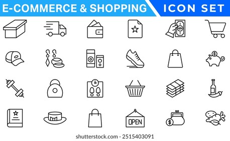 E-Commerce and Shoping Line Icons. Editable Stroke. Pixel Perfect.