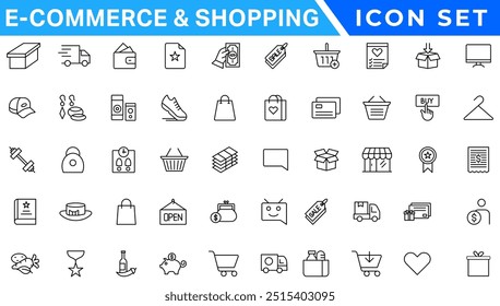 E-Commerce and Shoping Line Icons. Editable Stroke. Pixel Perfect.