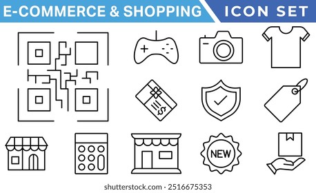 E-Commerce and Shoping Line Icons. Editable Stroke. Pixel Perfect.