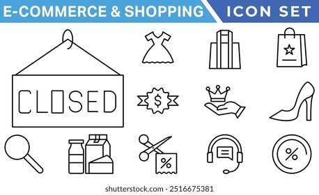 E-Commerce and Shoping Line Icons. Editable Stroke. Pixel Perfect.