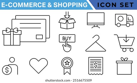 E-Commerce and Shoping Line Icons. Editable Stroke. Pixel Perfect.