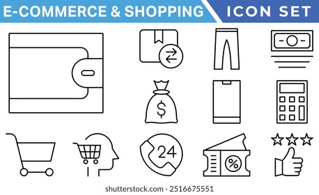 E-Commerce and Shoping Line Icons. Editable Stroke. Pixel Perfect.