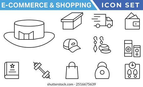 E-Commerce and Shoping Line Icons. Editable Stroke. Pixel Perfect.
