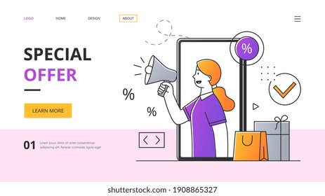 E-commerce and Shopping application concept. Website, webpage, landing page template. Minimal style flat cartoon vector illustrartion