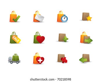 E-commerce shopping bag icons