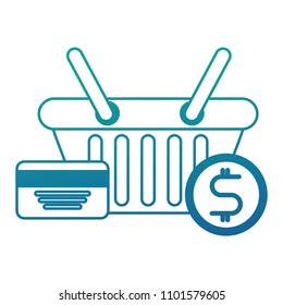 e-commerce shopping basket credit card and money