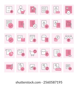 E-commerce, shopping, Business, official documentation icons set in dual colour style. Vector illustration.