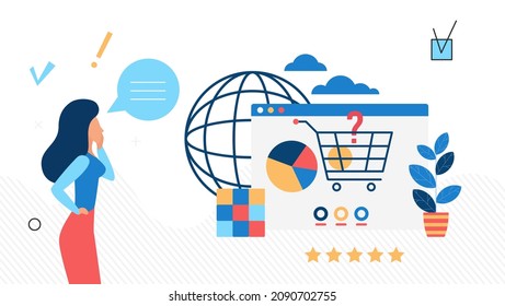 e-commerce shopping, business online store or marketplace. finance internet market analysis, e-shop manager , flat vector image isolated