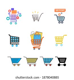 E-commerce Shopping Cart Collection Flat Vector