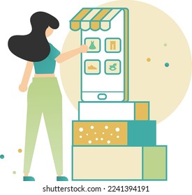 e-Commerce Shopping Cart Creative Illustration  