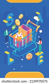 E-commerce shopping cart, shopping festival promotion, vector illustration