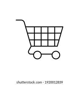 Ecommerce Shopping Cart Icon In Flat Black Line Style, Isolated On White Background 