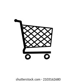 ecommerce shopping Cart icon in flat black line style, isolated on white background 