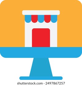 Icono de Carrito de compras de comercio electrónico Ilustración plana de Vector