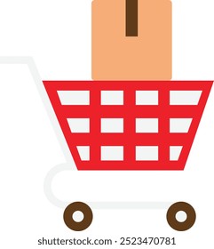 Ecommerce Shopping Cart Icon Vector Flat Illustration