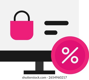 Icono de Carrito de compras de comercio electrónico Ilustración plana de Vector
