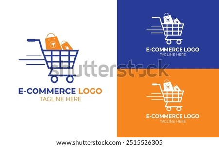 E-commerce Shopping Cart Logo, Amazon Logo, Online Store Logo, E-store Logo