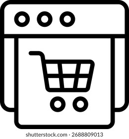Diseño de Vector de Carrito de compras de comercio electrónico, concepto de compra de tienda en línea, ilustración de comercio minorista y digital. Icono de línea