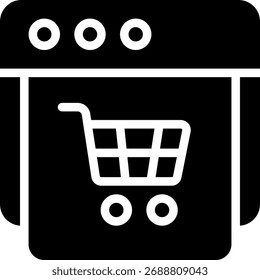 Diseño de Vector de Carrito de compras de comercio electrónico, concepto de compra de tienda en línea, ilustración de comercio minorista y digital. Icono de glifo
