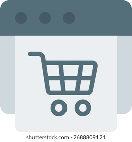 Diseño de Vector de Carrito de compras de comercio electrónico, concepto de compra de tienda en línea, ilustración de comercio minorista y digital. Icono plano