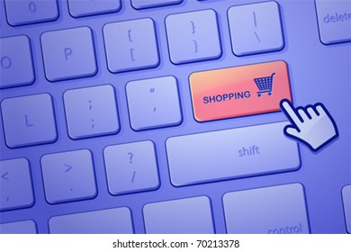 E-commerce shopping click. The whole keyboard is available behind the clipping path.