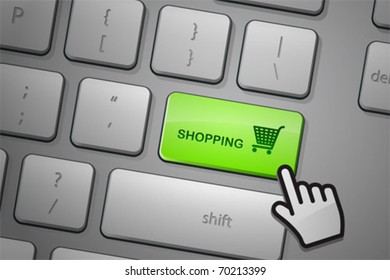 E-commerce shopping click. The whole keyboard is available behind the clipping path.