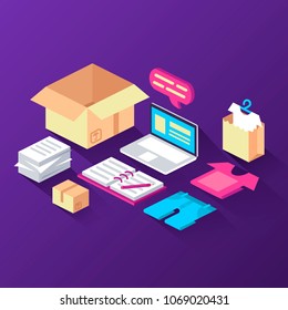 e-commerce. shopping. delivery.isometric vector illustration