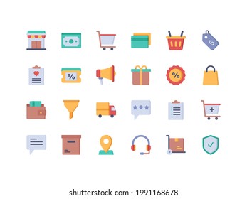 E-commerce and Shopping Flat Icon Set