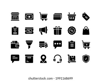 E-commerce and Shopping Glyph Icon Set