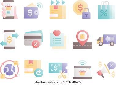 E-commerce and shopping gradient flat Icons