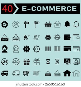 
E-Commerce Shopping Icon Set Black