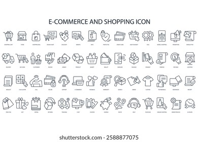 E-Commerce and Shopping icon set collection .design style with background