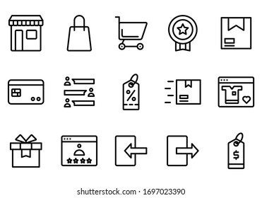 ecommerce and shopping icon sets fit for user interface, website, shop, background, etc editable stroke 