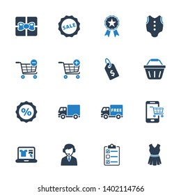 E-commerce & Shopping Icons - Blue Series - Set 1