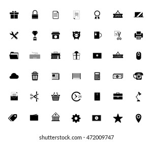 E-commerce and shopping icons, finance and marketing collection - business and office elements. Vector Icons set.  