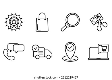 E-commerce and shopping icons set. Set of editable stroke icons.Vector set of E-commerce and shopping