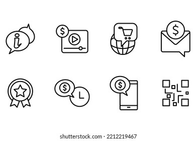 E-commerce and shopping icons set. Set of editable stroke icons.Vector set of E-commerce and shopping