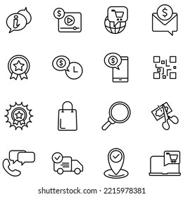 E-commerce and shopping icons set. Set of editable stroke icons.Vector set of E-commerce and shopping