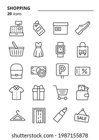 E-commerce, shopping - icons set. Simple line web symbols.