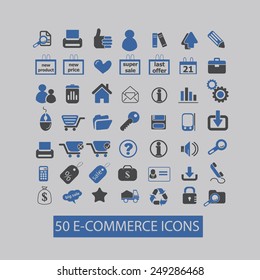 ecommerce, shopping icons, signs, illustrations set, vector