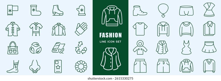 E-commerce and Shopping line editable icon set. Contains icons as mobile shop, shopping cart, testimonials, shipping and delivery, fashion and more.