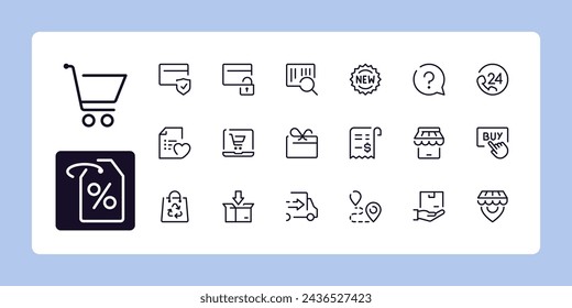 E-commerce and shopping line icon set 1 of 3. Outline symbol collection. Editable vector stroke. 384 and 192 Pixel Perfect scalable to 96px, 48px...