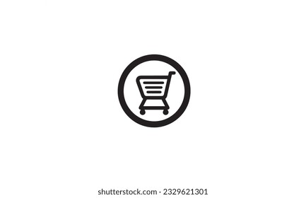 Diseño del logotipo del comercio electrónico y de la línea de compra icono negro simple y plano sobre fondo blanco