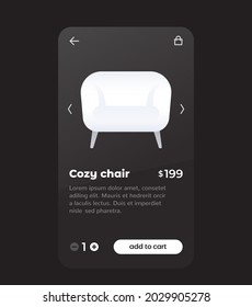 e-commerce and shopping mobile app, buy furniture online, vector design