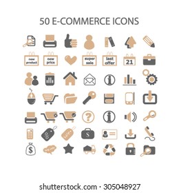 comercio electrónico, compras, tiendas, tiendas, íconos planos, signos, concepto de ilustración, vector